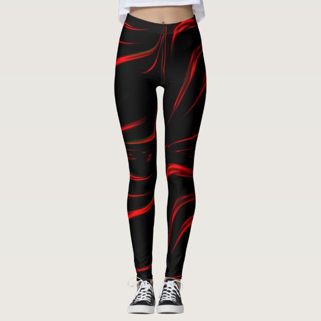 Leggings Gris rouge sur arrière - plan noir (Devant)