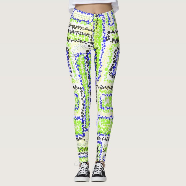 Leggings gris vert jaune bleu noir (Devant)