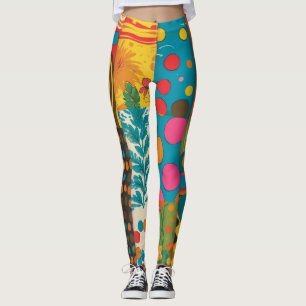 Leggings Groove Waves les années 70 Motif de ligne psychédé