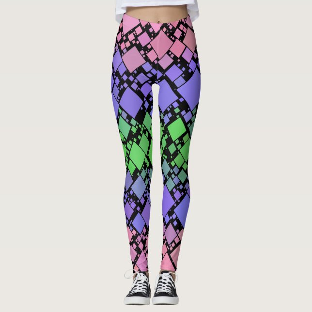 Leggings Groovy Boho Rétro Mod Géométrique Fierté Trigender (Devant)