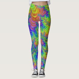 Leggings Groovy Coloré Boho Hippie Tripant Arc-en-ciel Frac