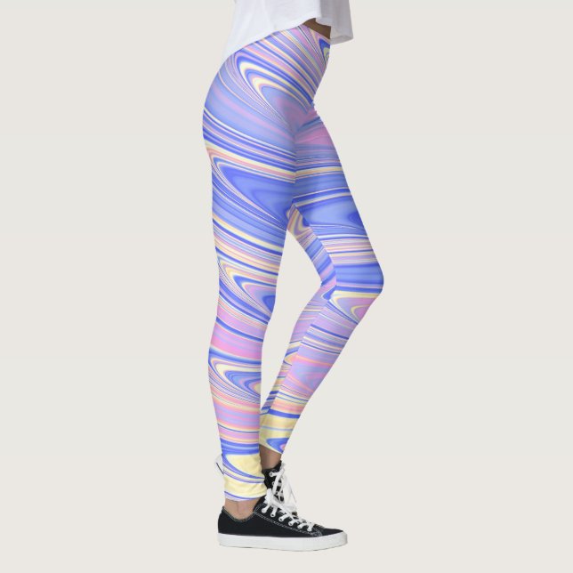 Leggings Groovy Éclectique Quirky Ondulé Pastel Abstrait (Droite)