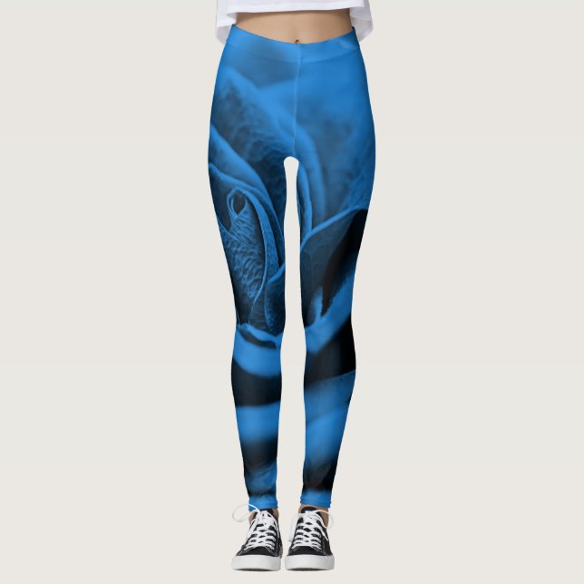 Leggings Gros plan rose bleue rouge, macro beauté. (Devant)