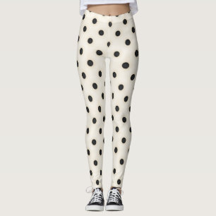 Leggings Gros Pois noirs sur blanc antique