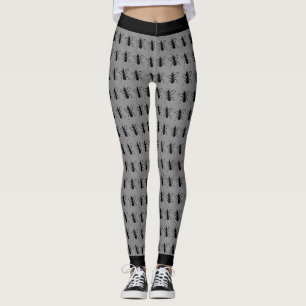 Leggings Grosse fourmi noire sur gris