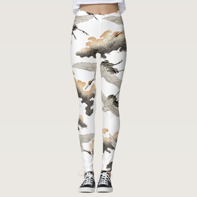 Leggings Grue de style japonais : design élégant. (Devant)