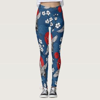 Leggings Grue japonaise traditionnelle et motif zen Sakura