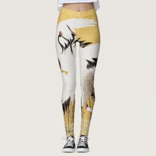 Leggings Grues d'horloges japonaises Vintage Bird Rich Clas