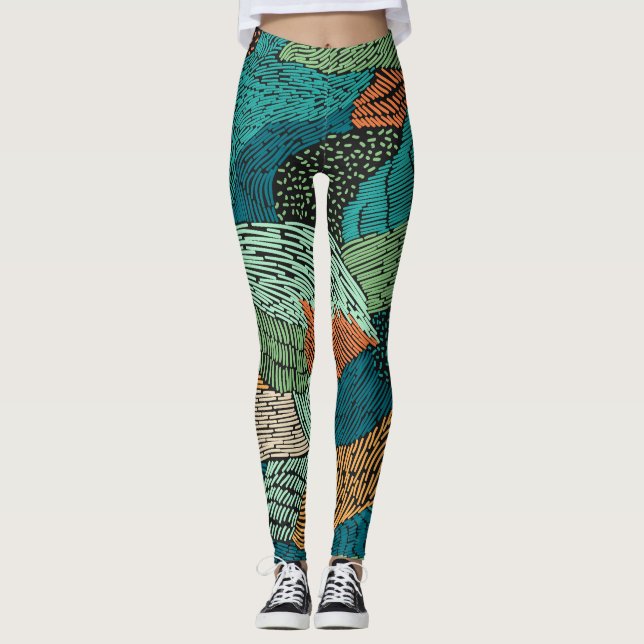 Leggings Grunge Abstrait : Conception Motif transparente. (Devant)