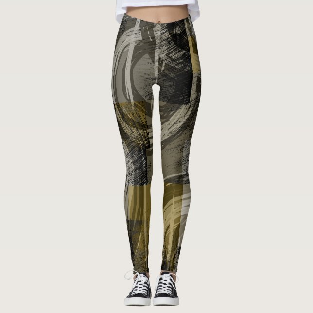 Leggings Grunge abstrait, marron monochrome (Devant)