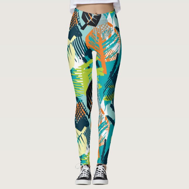 Leggings Grunge Abstrait : Surface Robuste Sans Fil. (Devant)