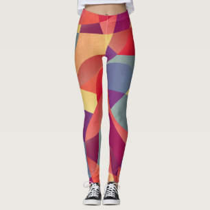 Leggings Grunge coloré : Arrière - plan des triangles géomé