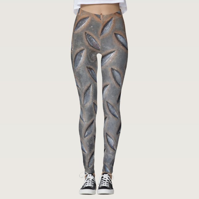 Leggings Grunge diamant métal, texture en acier soudé. (Devant)
