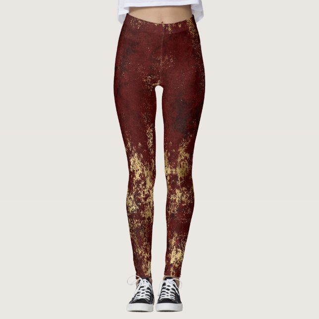 Leggings Grunge doré cramoisi antique (Devant)