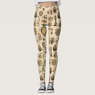 Leggings Grunge Rustic Steampunk Horloge (13)
