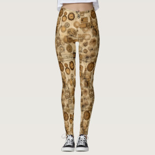 Leggings Grunge Rustic Steampunk Horloge (4)
