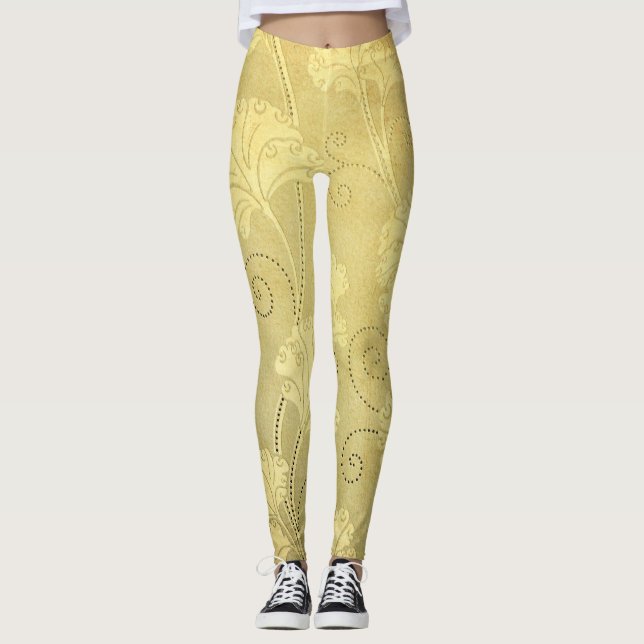 Leggings Grunge vintage motif de fleurs. (Devant)