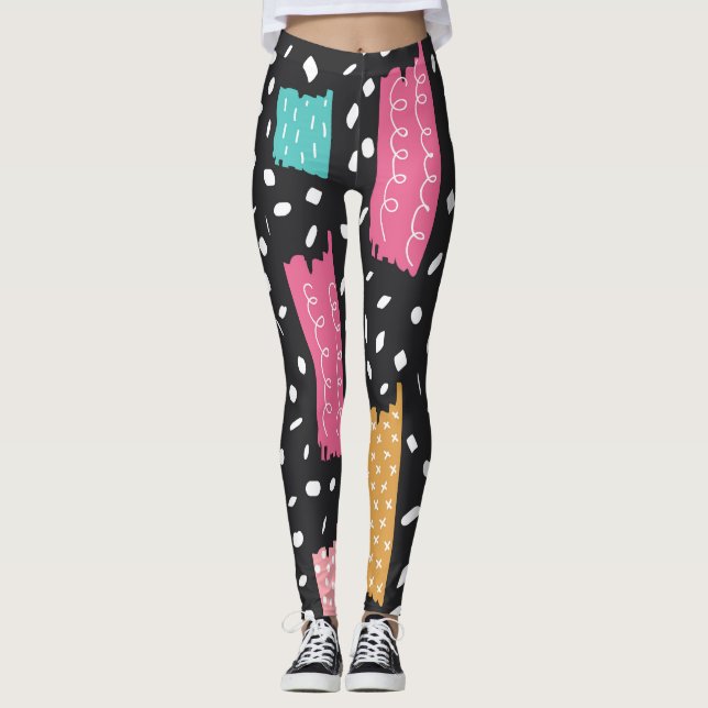Leggings Grunge Washi Tape Abstraite (Devant)
