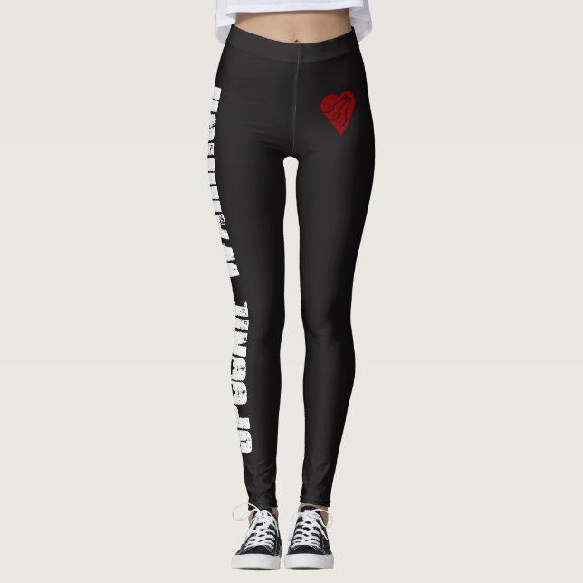 Leggings Guerrier de Spoonie avec le coeur et les cuillères (Devant)