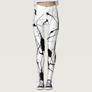 Leggings Guêtres à l'encre noire d'éclaboussure