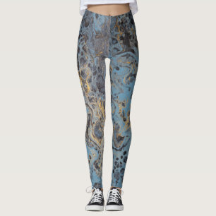 Leggings Guêtres abstraites de bleu et d'or