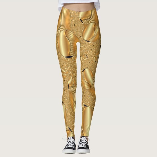 Leggings Guêtres abstraites de conception de bêcheur d'or (Devant)