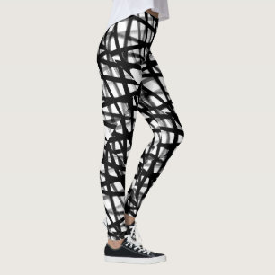 Leggings Guêtres abstraites noires et blanches