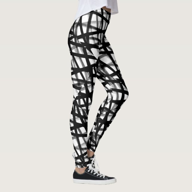 Leggings Guêtres abstraites noires et blanches (Droite)