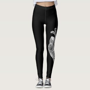 Leggings Guêtres anatomiques de griffonnage de coeur