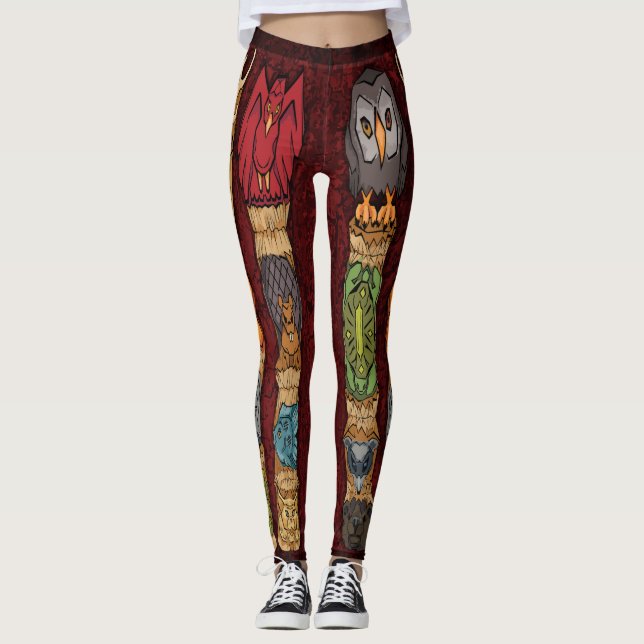 Leggings Guêtres animales de Polonais de totem - arrière - (Devant)
