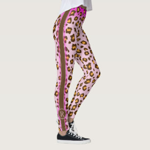 Leggings Guêtres animales roses de motif de léopard