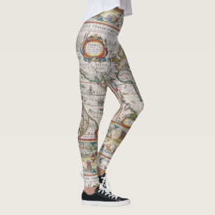 Leggings Guêtres antiques de carte du monde
