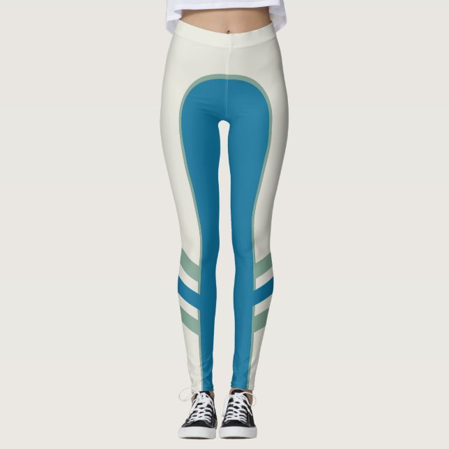 Leggings Guêtres apprivoisées par turquoise de bande (Devant)