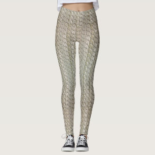 Leggings Guêtres argentées de peau de serpent de Faux