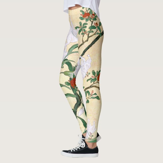Leggings Guêtres asiatiques d'impression de fleurs de lis (Gauche)