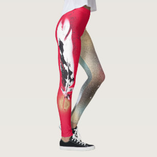 Leggings Guêtres avec le rouge et les copies de plume d'or
