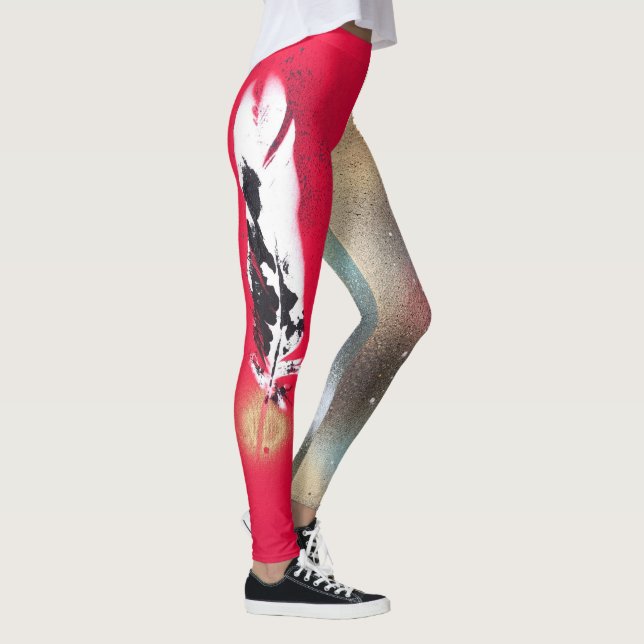 Leggings Guêtres avec le rouge et les copies de plume d'or (Droite)