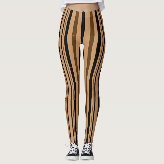 Leggings Guêtres beiges bronzages noires Brown de motif de (Devant)