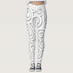 Leggings Guêtres blanches abstraites de rouleau