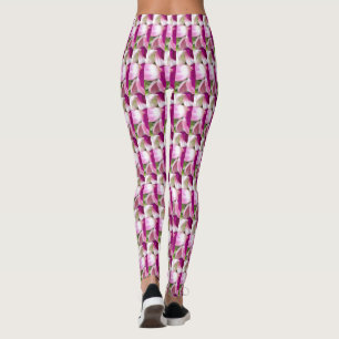 Leggings Guêtres blanches de petit impression de lavande