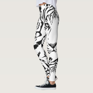 Leggings Guêtres blanches d'impression de tigre