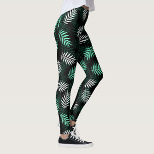 Leggings Guêtres blanches et vertes élégantes de palmett