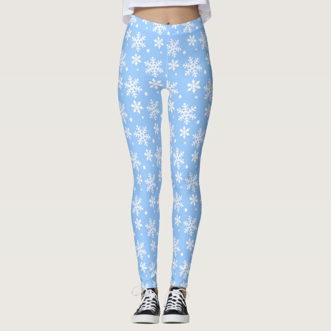 Leggings Guêtres bleues de flocon de neige de vacances de (Devant)