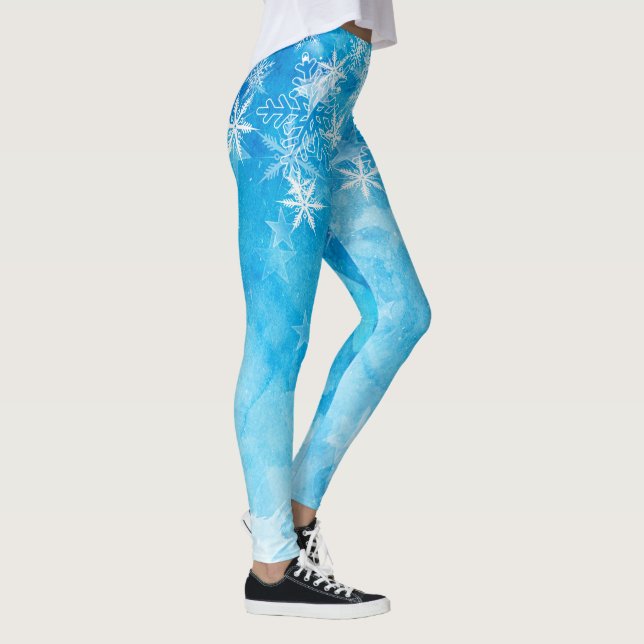 Leggings Guêtres bleues élégantes de Noël | de flocons de (Droite)