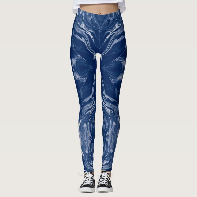 Leggings Guêtres bleues et argentées de Dallas (Devant)