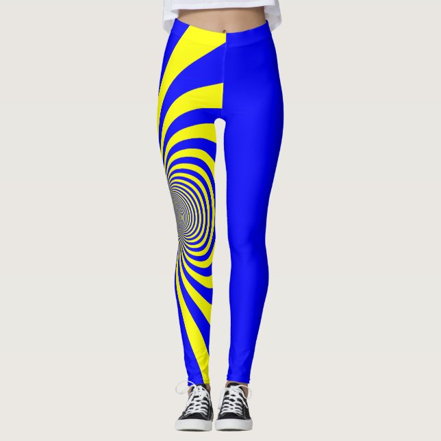 Leggings Guêtres bleues et jaunes (Devant)
