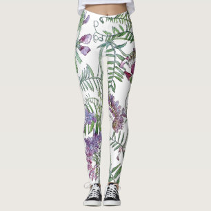 Leggings Guêtres botaniques d'impression de fleurs de vesc