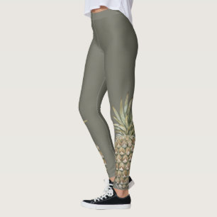 Leggings Guêtres botaniques tropicales de gris d'ananas