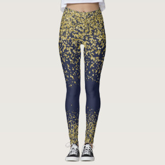 Leggings Guêtres brillantes de marine et d'or