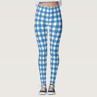 Leggings Guêtres Checkered blanches de bleu bavarois